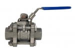 1-1/2" Stainless Steel 3 Piece Ball Valve Socket Weld Ends